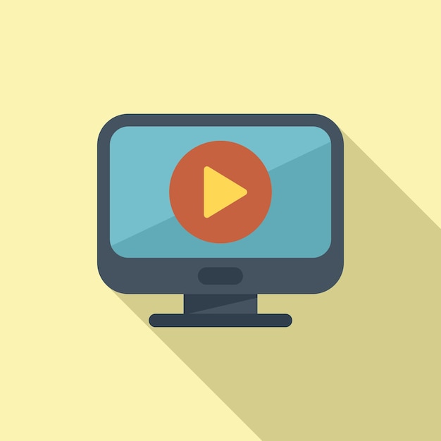 Monitor edit icon flat vector Film movie News editor
