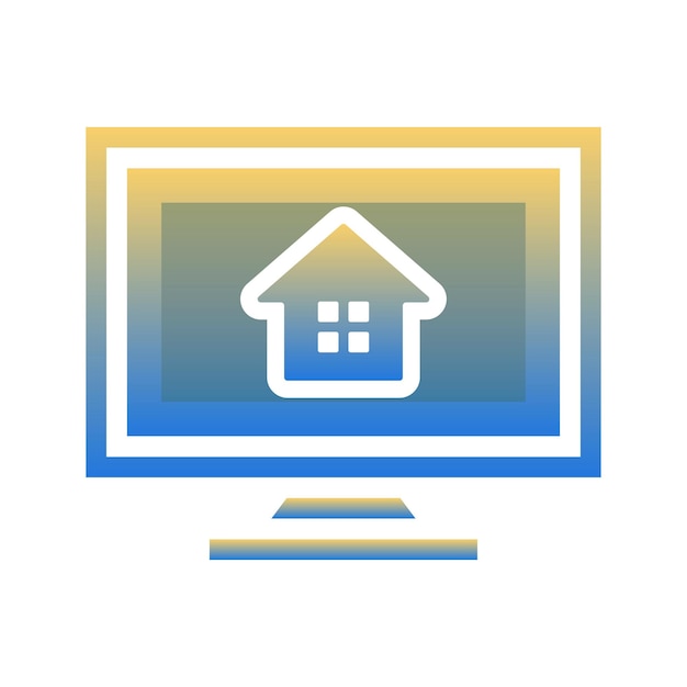 Monitor home logo gradient design template icon element