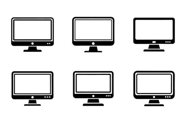 Monitor icon bundle set in vector art