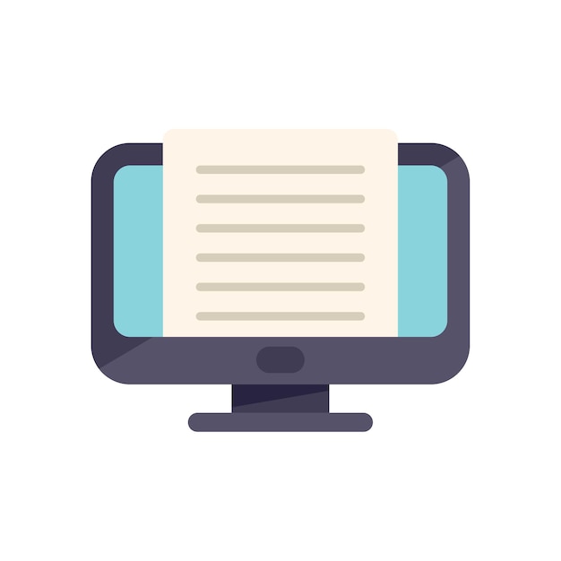 Monitor message icon flat vector Note text Article document isolated