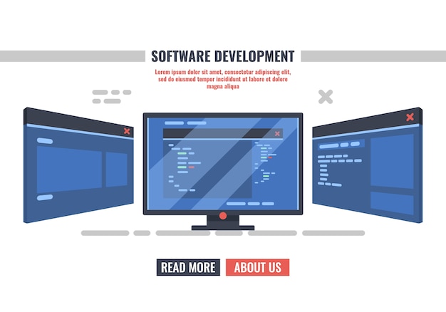 Monitor of programmer with open window with program code