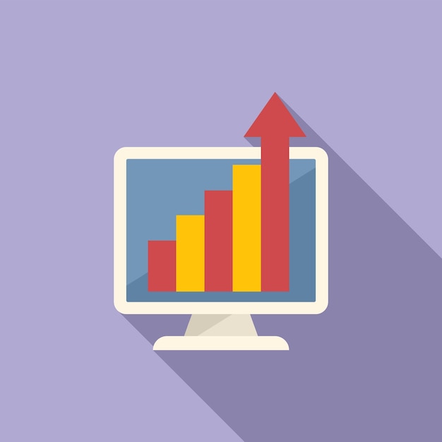 Monitor online graph icon flat vector House rent Loan sale