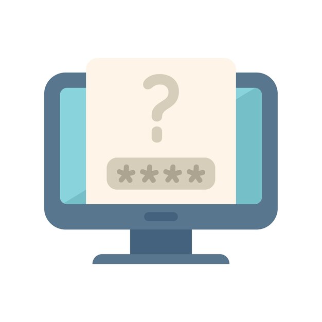 Monitor password recovery icon flat vector Screen secure Mobile design isolated