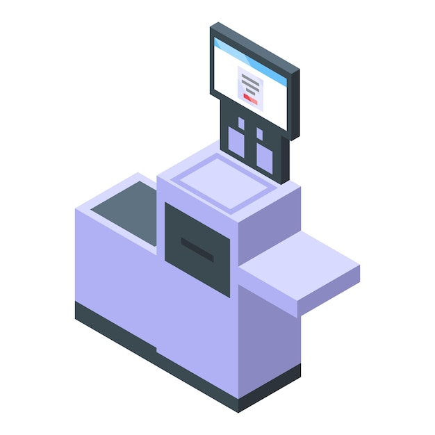 Monitor self service icon isometric vector Payment scanner