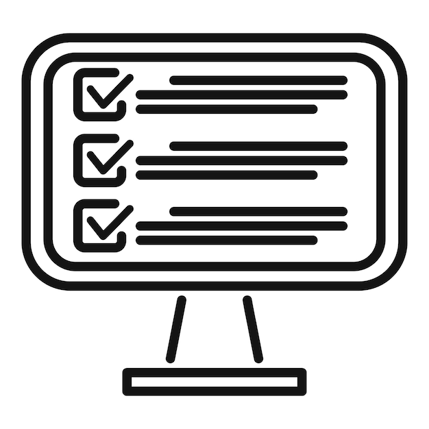 Monitor task icon outline vector Business clock Control school