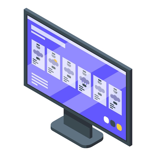 Monitor weather icon Isometric of monitor weather vector icon for web design isolated on white background
