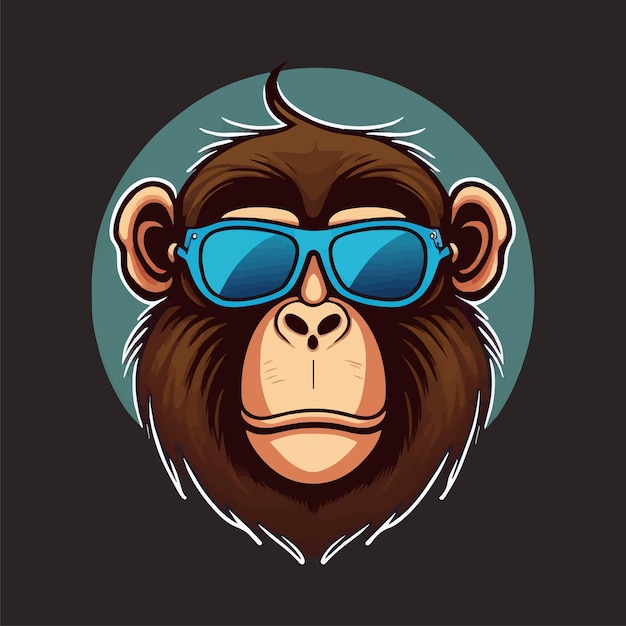 Monkey Head Face mascot logo Illustration Geek Chimpanzee Icon Badge