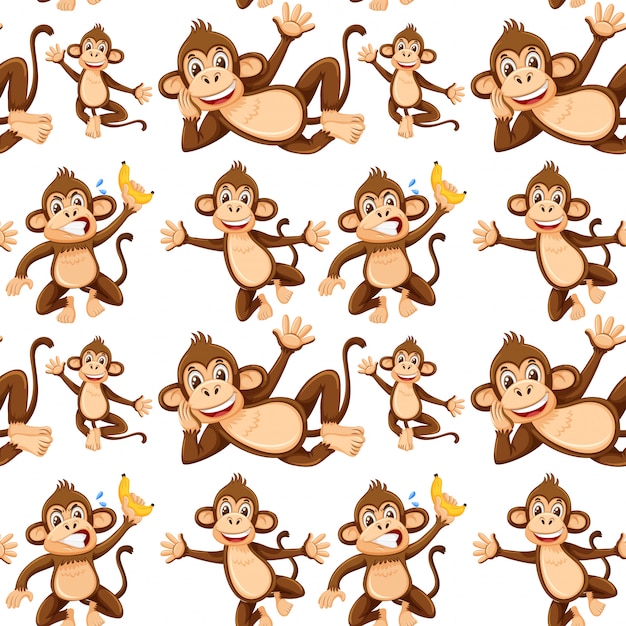 Monkey on seamless pattern