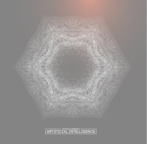 Monochrome artificial intelligence concept with geometric patterns