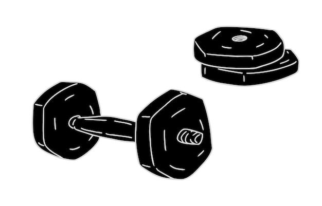 Monochrome material training items dumbbells