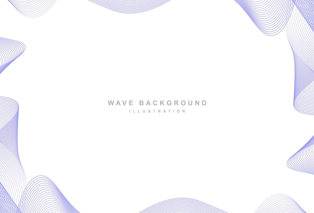 Monoline blue flowing waves white background