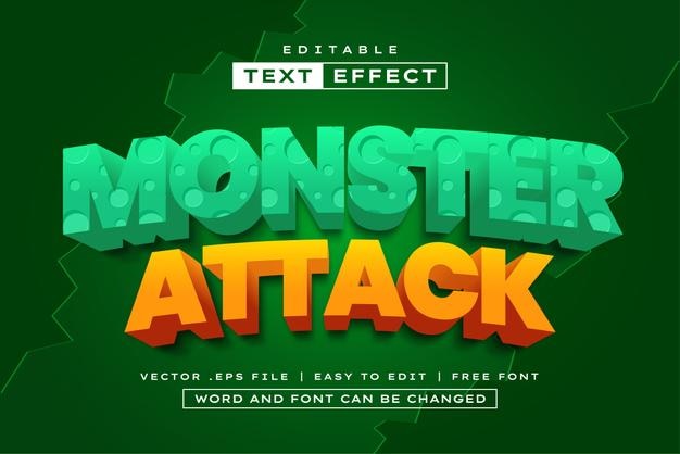 Monster Attack 3D Editable Text Effect