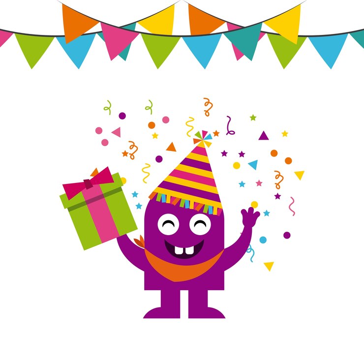 Vektör monster characters in birthday party