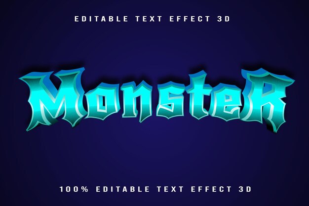 Monster Editable Text Effect 3D Emboss Cartoon Style