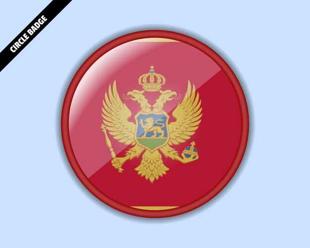 montenegro flag circle badge vector design rounded sign with reflection