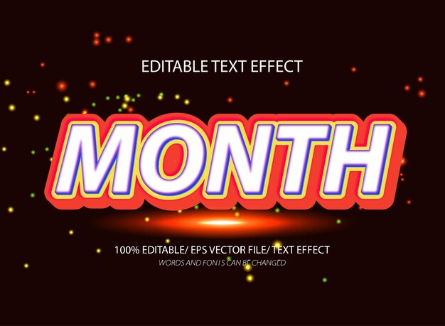 Month 3d editable text effect and editable text style