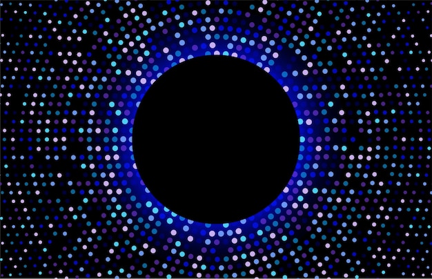 Mørkeblå halftone geometriske cirkler former Interessant mosaik banner Geometrisk baggrund med farvede skiver