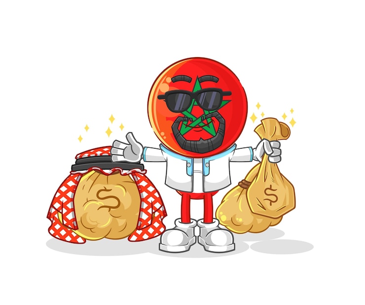 Vektör morocco rich arabian mascot cartoon vector