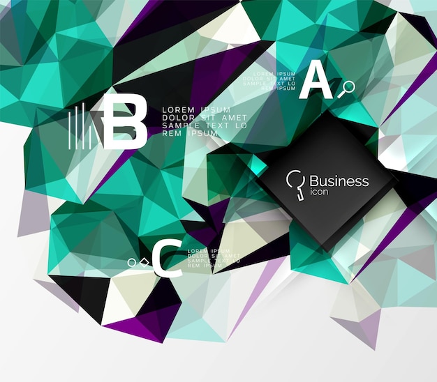 mosaic low poly abstract background with infographics abc options with text vector template background for workflow layout diagram number options or web design