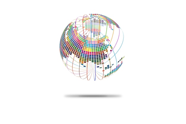 Mosaic of spherical world map abstract vector background