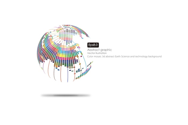 Mosaic of spherical world map abstract vector background