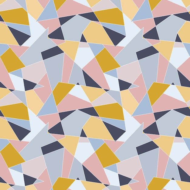 Mosaikmönster av slumpmässigt arrangerade mångfärgade polygoner. Sömlös vektorbild.