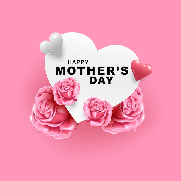 mothers day greeting card with beautiful blossom flowers