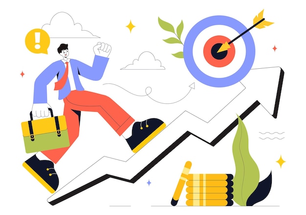 Motivation Vector Illustration featuring a Fast Business Startup Creative Marketing and Innovation for Achieving Success and Hitting the Target