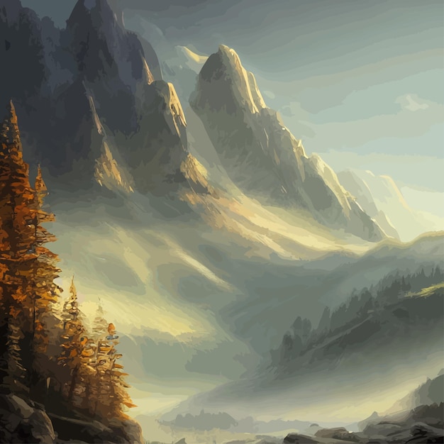 mountain landscape mountain landscape vector illustration abstract background fantasy theme morning