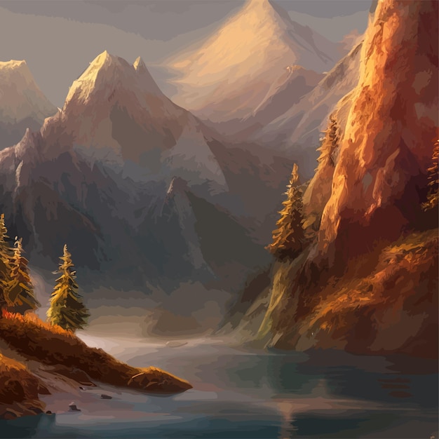 mountain landscape mountain landscape vector illustration abstract background fantasy theme morning