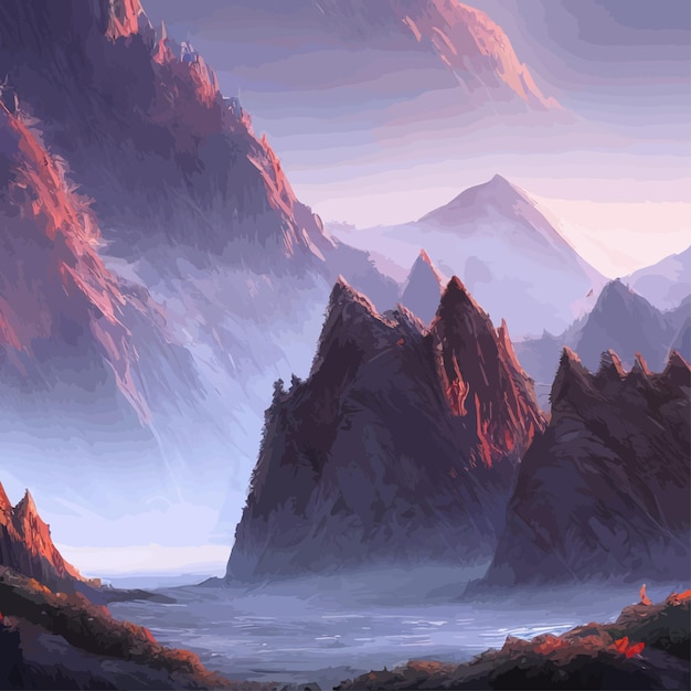 mountain landscape mountain landscape vector illustration abstract background fantasy theme morning