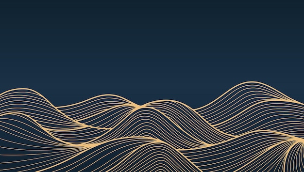 mountain line art gold background luxury golden background vector background