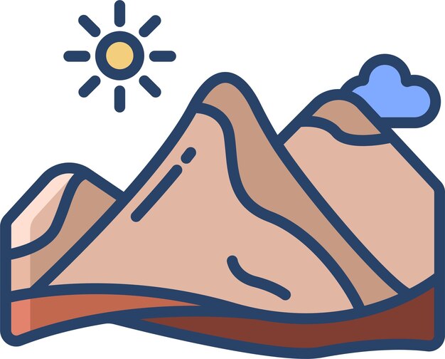mountainsolid linear color vector illustration