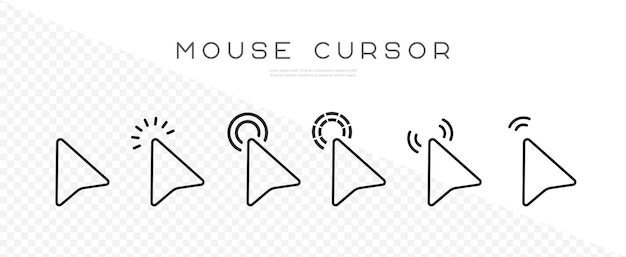 Mouse cursor click icon Web pointer set Click arrow cursor collection Vector illustration