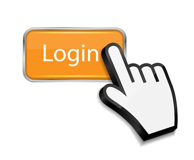 mouse hand cursor on login button vector illustration