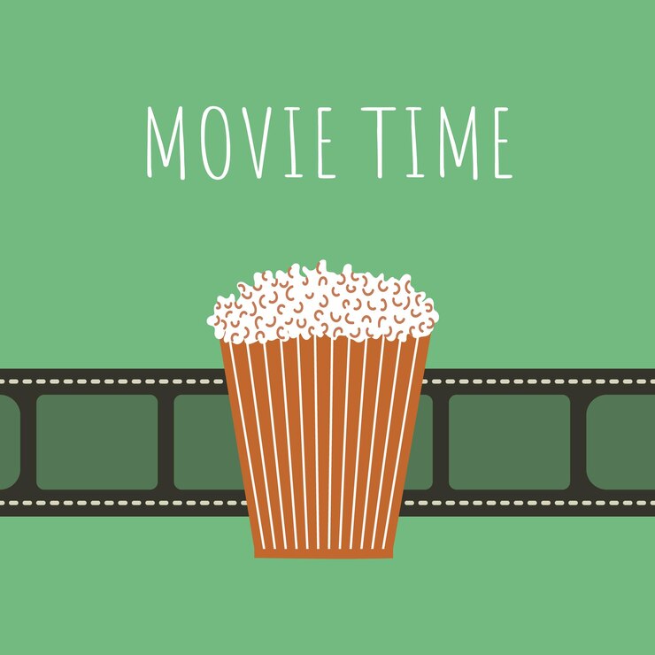 Vektör movie time film reel popcorn retro and minimalism style vector illustration