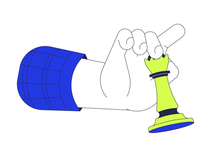 Vektör moving queen chess piece cartoon character hand illustration