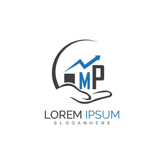 mp initial monogram logo with the upward progress suggested by the arrow design