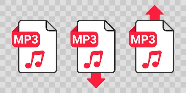 Mp3 file format icons with a transparent background