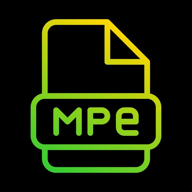 Mpe file type icon with an outline gradient design