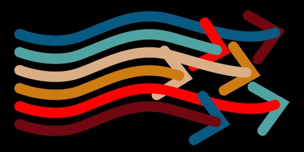 Multi color arrow stripe curve wave fluid vector for background design