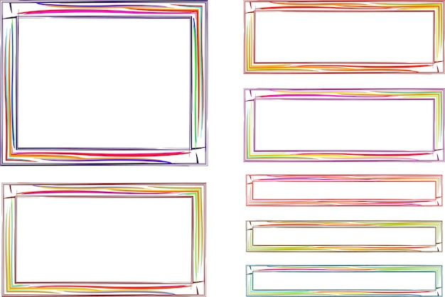 multicolor sketch square and rectangular frames set