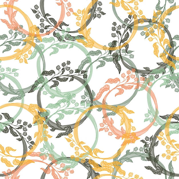 Multicolored chaotic circles with pattern. Seamless background.