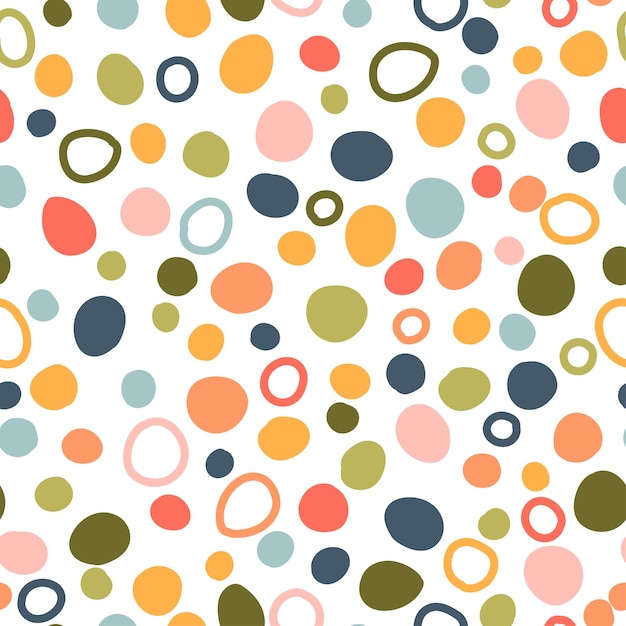 Multicolored spots circles vector seamless pattern Seamless background with modern rainbow dots