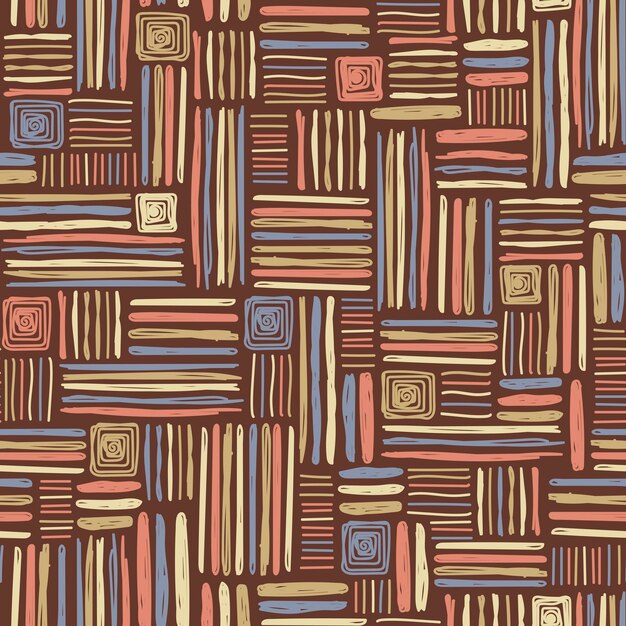 multicolored vector seamless pattern of different handdrawn dashes