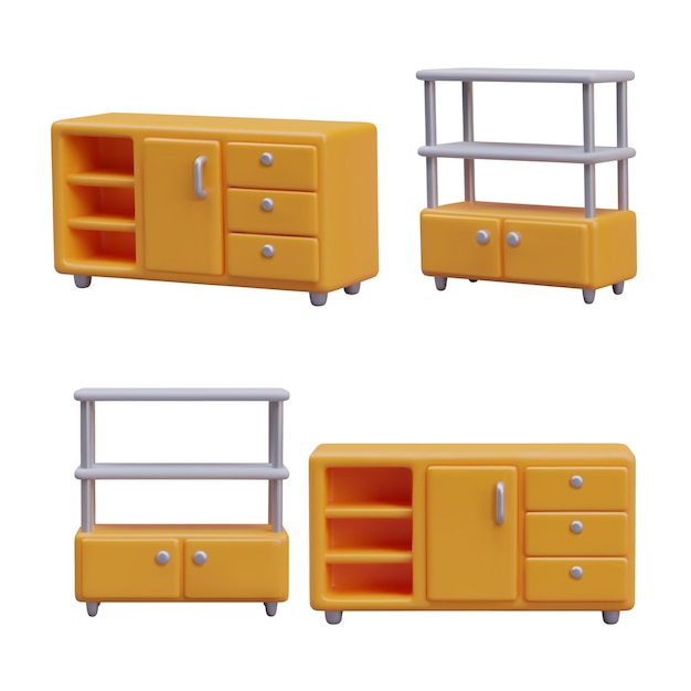 Multifunctional dresser and storage rack stand front and side view