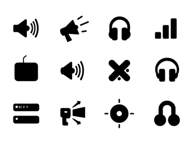 Multimedia and audio icons set