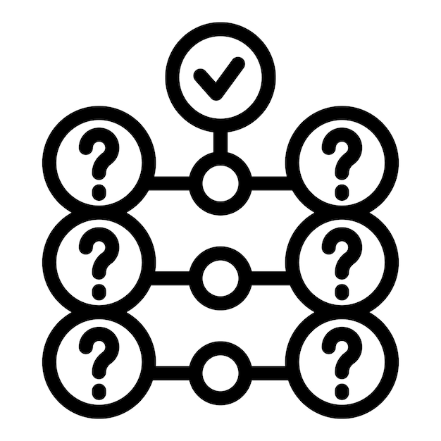 multiple questions with right solution icon outline vector