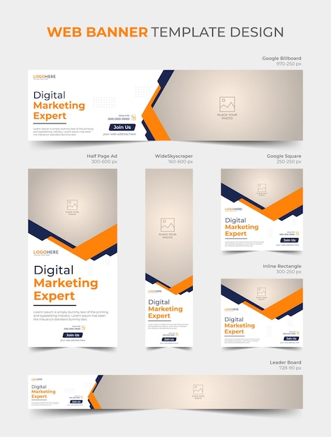 multipurpose abstract web banner template set design, social media promotion cover template