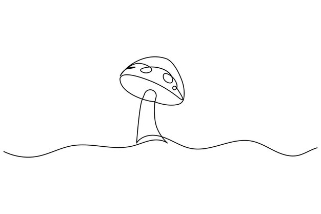 Mushroom continuous one line drawing of isolated outline vector icon